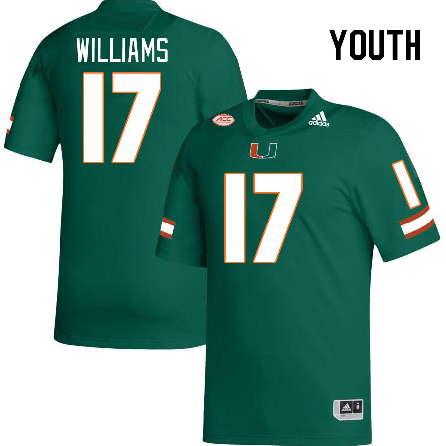 Youth #17 Emory Williams Miami Hurricanes College Football Jerseys Stitched-Green - Click Image to Close